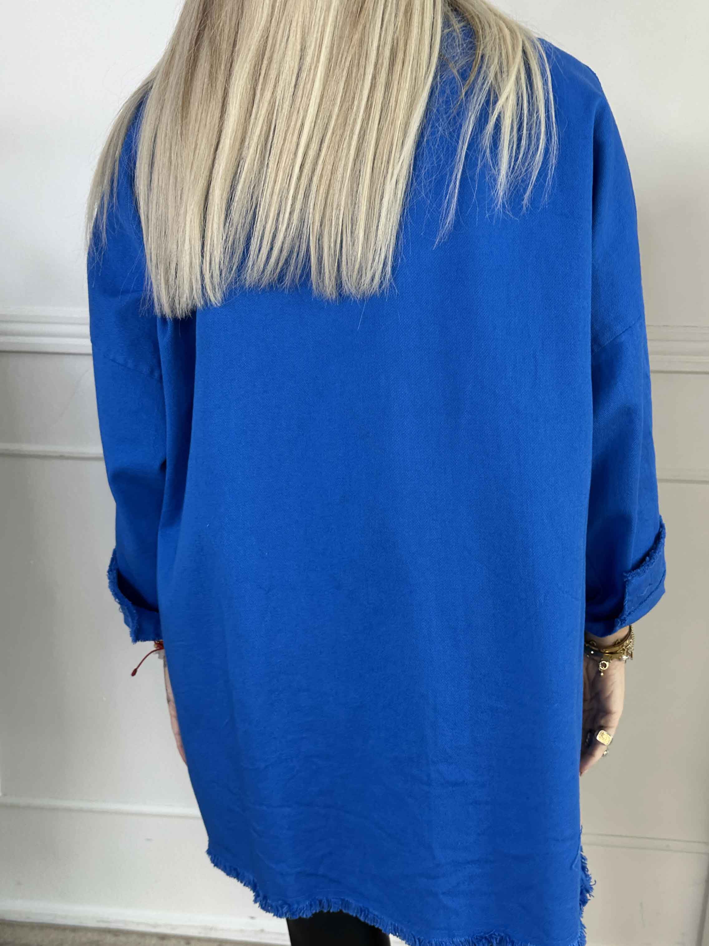 Scarlett - Denimjakke med blonde på skuldrene